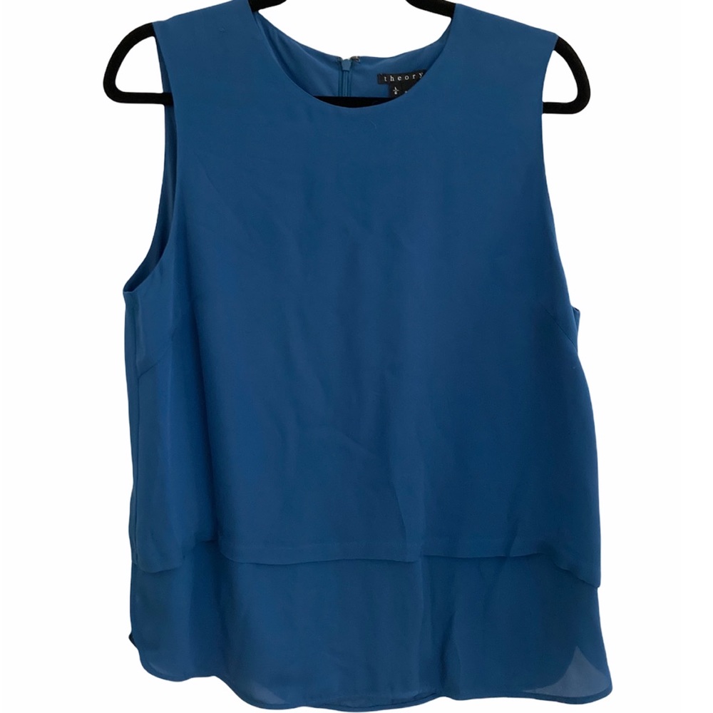 Theory silk sleeveless blouse - royal blue size large